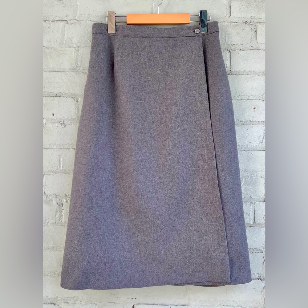 Vintage Gray Wrap Skirt Midi Length